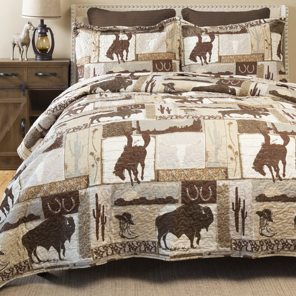 Western Cowboy Print Pattern Bed Set Quilt main image 1